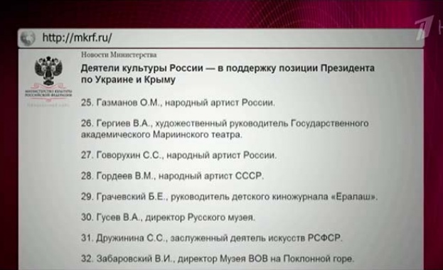 Руски културни дейци подкрепиха позицията на Путин