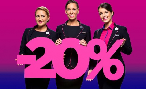 Wizz Аir сваля с 20%* цените по всички нискотарифни линии в своята мрежа