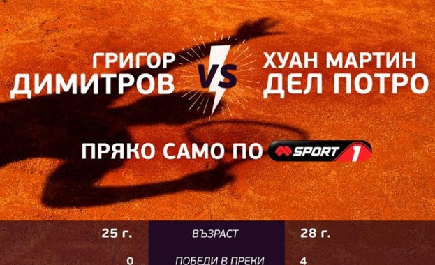 Григор Димитров срещу Дел Потро нa живо днес по Mtel Sport 1