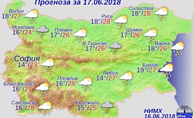 Жълт код за дъждове и гръмотевична активност в неделя